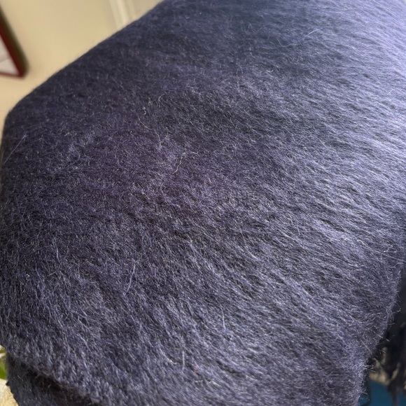 Alpaca Camargo Navy Blue Fringe Scarf - Picture 2 of 7